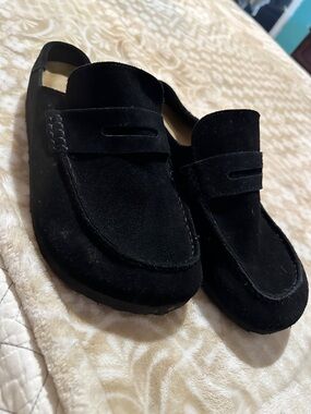Women’s Black Suede Mule Loafers